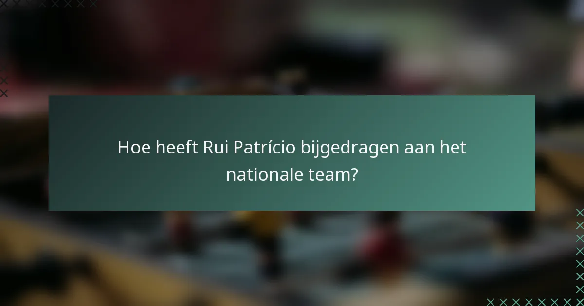 Hoe heeft Rui Patrício bijgedragen aan het nationale team?