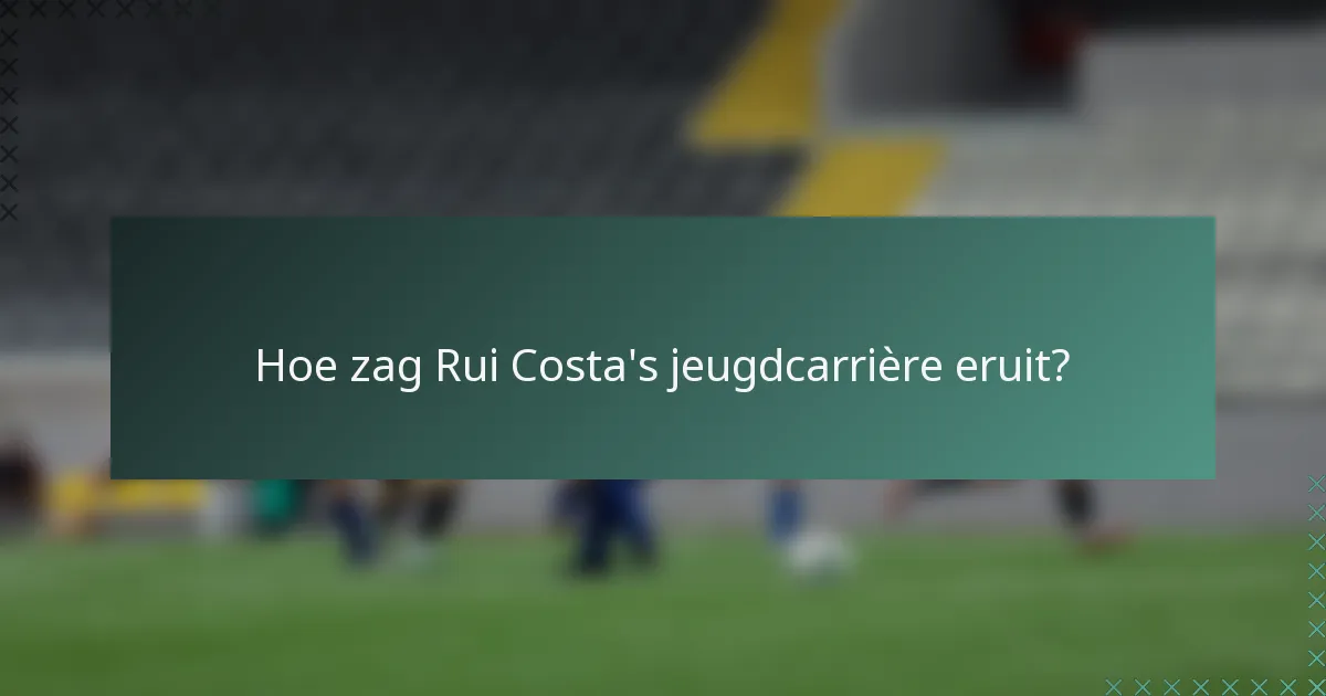 Hoe zag Rui Costa's jeugdcarrière eruit?