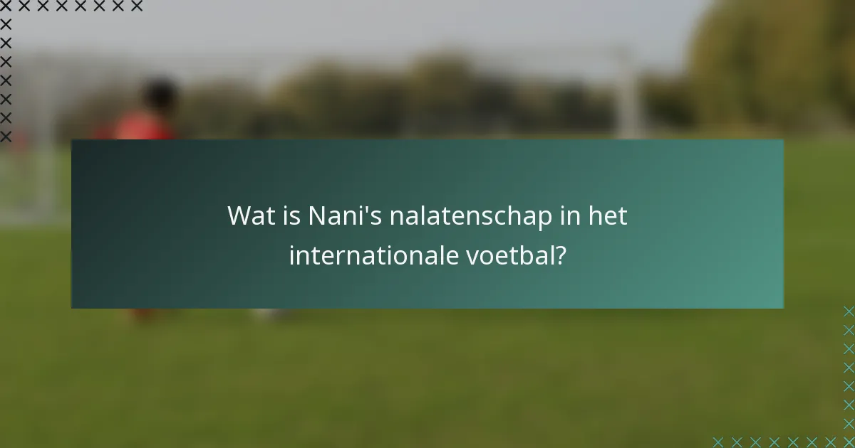Wat is Nani's nalatenschap in het internationale voetbal?