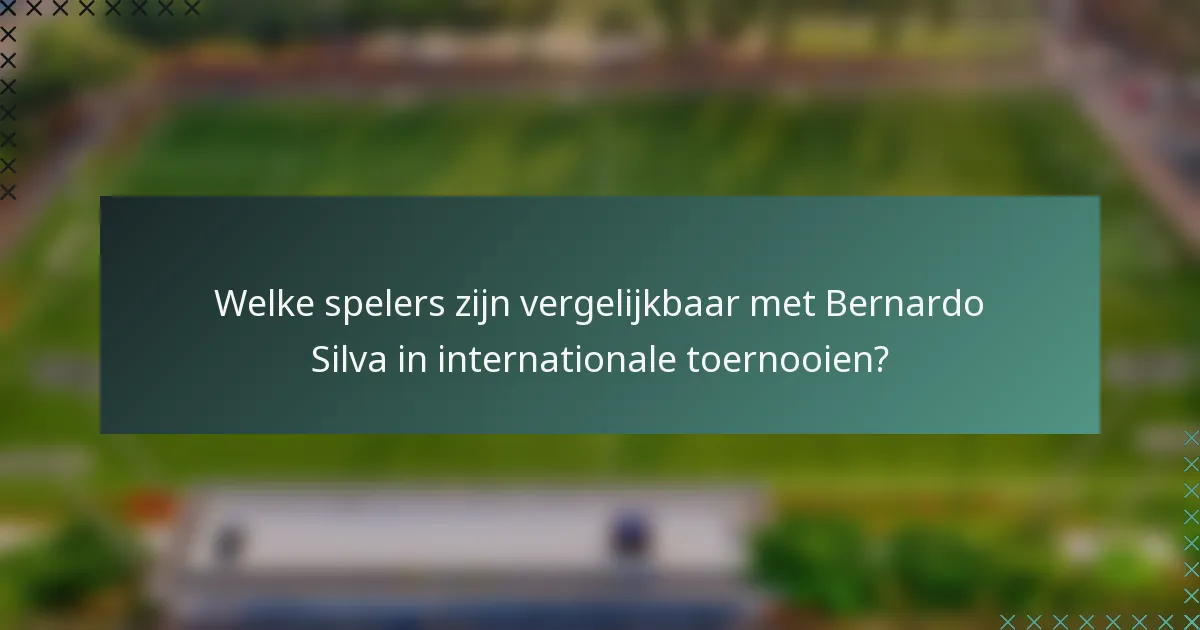 Welke spelers zijn vergelijkbaar met Bernardo Silva in internationale toernooien?